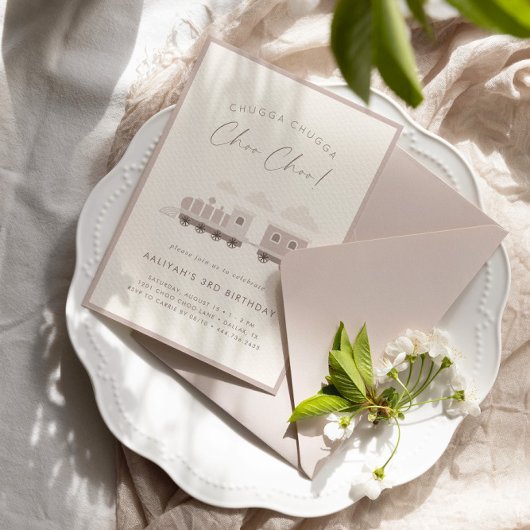 Choo Choo Train Roze Meisjes Verjaardagsfeest Kaart