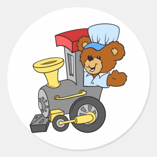 Choo Choo Train Teddy Bear Ronde Sticker (Voorkant)