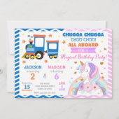 Choo Choo Train & Unicorn Joint Birthday Kaart (Voorkant)