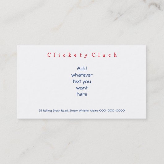 Choo Choo Train Visitekaartje (Achterkant)