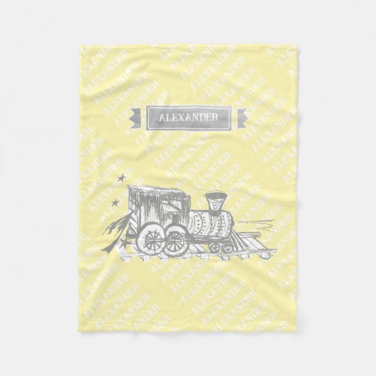Choo Choo Train Yellow Grey White Arrow-patroon Fleece Deken (Voorkant)