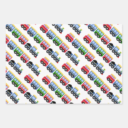 Choo Choo Trains, Stripes en Polkadots Inpakpapier Vel (Voorkant)