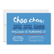 Choo choo traint blauwe rode kinderverjaardag