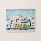 Choo choo treert volkskunst winterscène legpuzzel (Horizontaal)