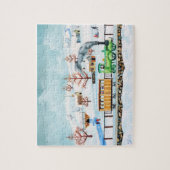 Choo choo treert volkskunst winterscène legpuzzel (Verticaal)