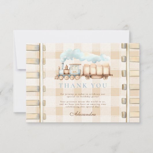 Choo Choo trein 1e verjaardag Bedankkaart (Voorkant)