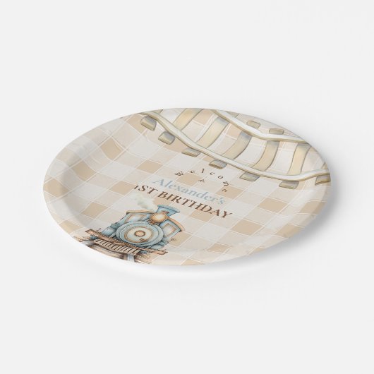 Choo Choo trein 1e verjaardag Papieren Bordje (Gekanteld)