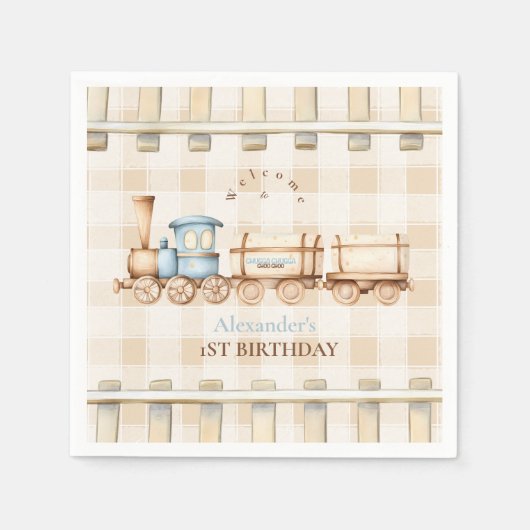 Choo Choo trein 1e verjaardag Servet (Voorkant)