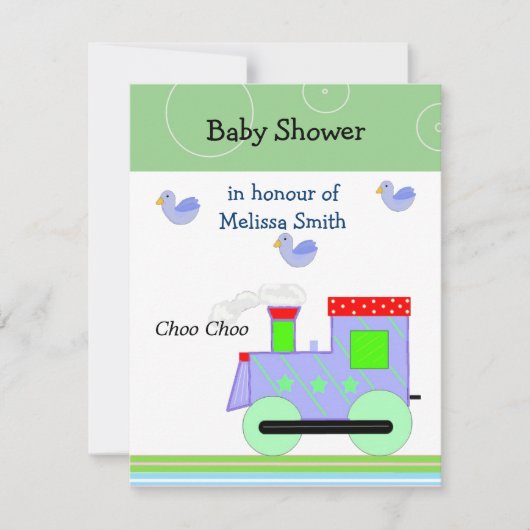 Choo Choo Trein Baby Shower Kaart (Voorkant)
