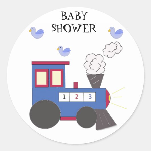 Choo Choo Trein Baby Shower Ronde Sticker (Voorkant)