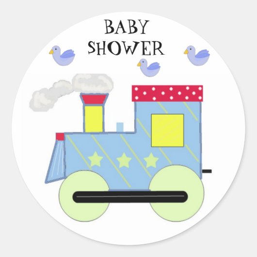 Choo Choo Trein Baby Shower Ronde Sticker (Voorkant)