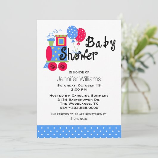 Choo Choo Trein Baby Shower Uitnodiging (Staand voorkant)