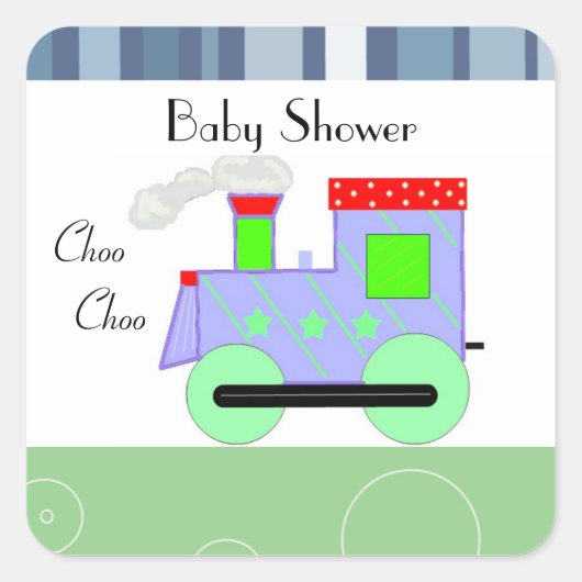 Choo Choo Trein Baby Shower Vierkante Sticker (Voorkant)