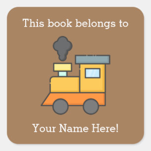Choo Choo Trein Boekplaat Vierkante Sticker