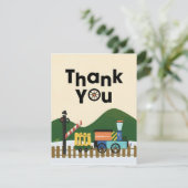 Choo-Choo Trein Kinderen Verjaardagsfeestje Bedank Bedankkaart (Staand voorkant)