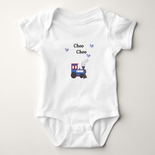 Choo Choo-trein met blauwe vogels Romper (Voorkant)