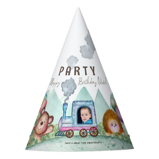 Choo Choo Trein Spoorweg Thema Party Pet Feesthoedjes (Voorkant)