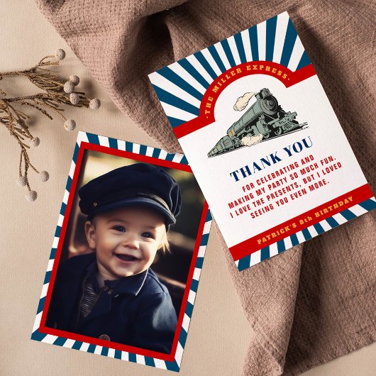 Choo choo trein verjaardag dank u kaart