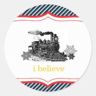 choo choo trein verjaardag jongen Winter Kerstmis Ronde Sticker