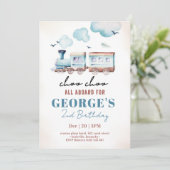 Choo Choo trein vervoer jongen verjaardag Kaart (Staand voorkant)