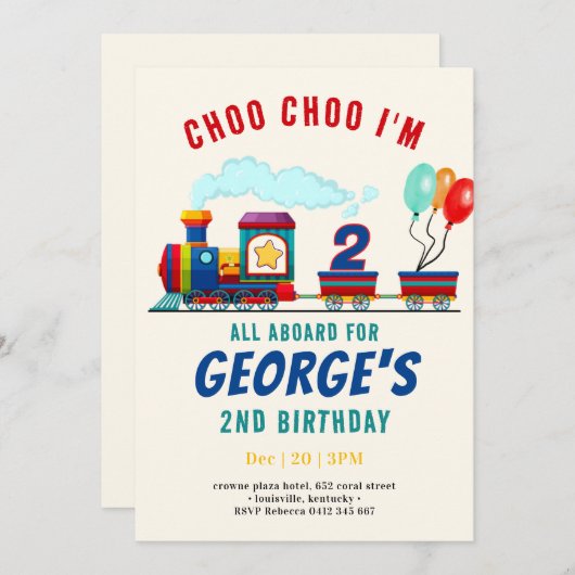 Choo Choo Treinvervoer Verjaardag I Kaart (Voorkant / Achterkant)