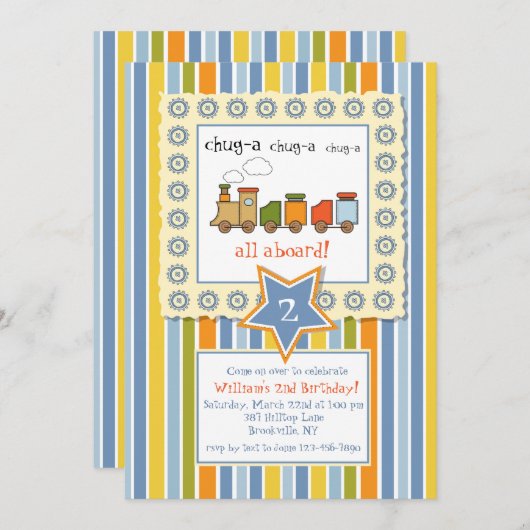 Choo Choo Uitnodiging (Voorkant / Achterkant)