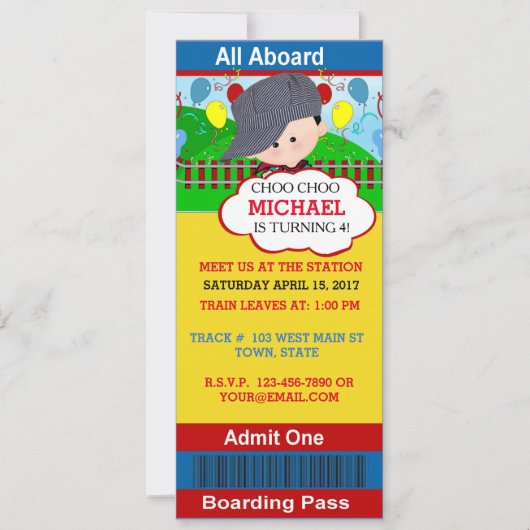 Choo Choo verjaardagsuitnodiging Kaart (Voorkant)