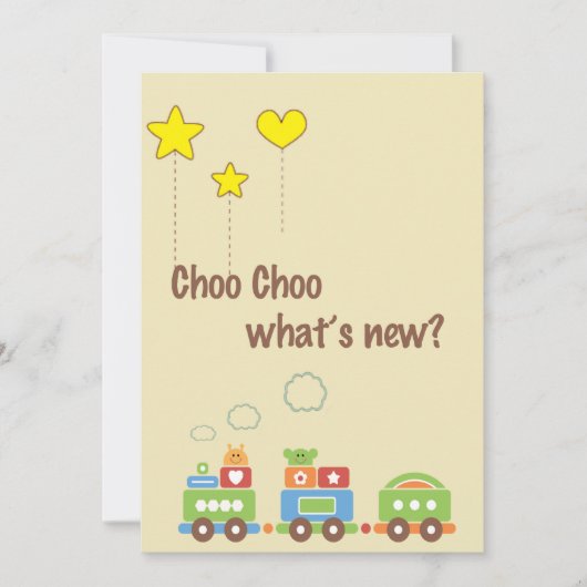 Choo Choo Wat is er nieuw? Zwangerschap Fotoaankon Aankondiging (Voorkant)