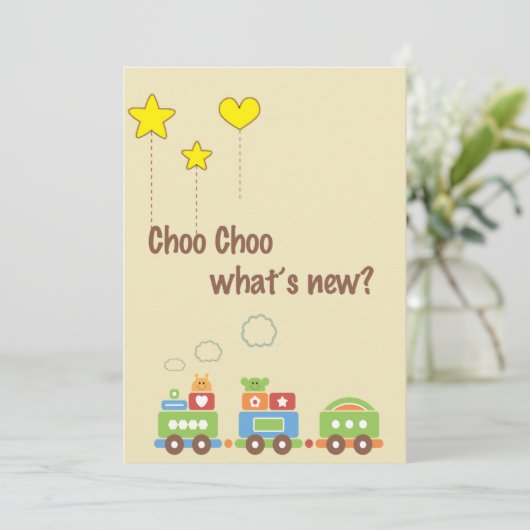 Choo Choo Wat is er nieuw? Zwangerschap Fotoaankon Aankondiging (Staand voorkant)