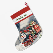 Choo Choo Xmas Train Boys Grote Kerstsok (Achterkant (Hangend))