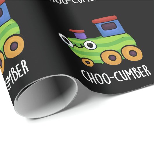 Choo-cumber Funny Cucumber Pun Dark BG Cadeaupapier (Rol Hoek)