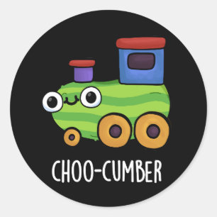 Choo-cumber Funny Cucumber Pun Dark BG Ronde Sticker