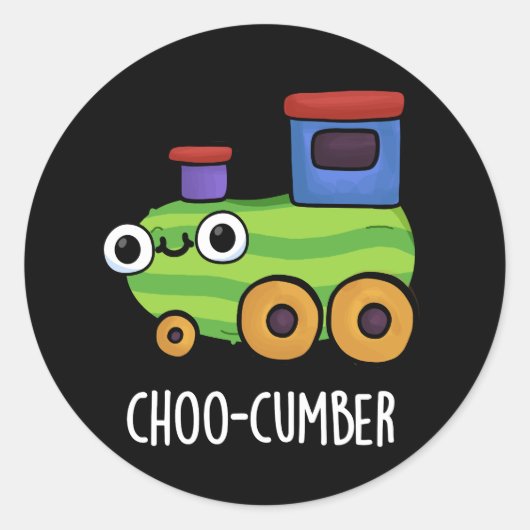 Choo-cumber Funny Cucumber Pun Dark BG Ronde Sticker (Voorkant)