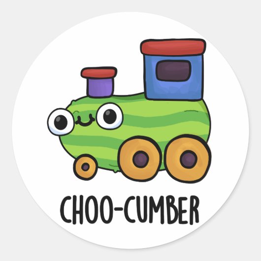 Choo-cumber Funny Cucumber Pun Ronde Sticker (Voorkant)