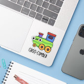 Choo-cumber Funny Cucumber Pun Sticker (Laptop met iPhone)