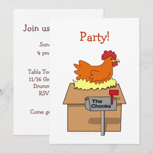 Chook House Funny Chicken op House Cartoon Kaart (Voorkant / Achterkant)