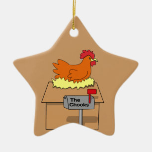 Chook House Funny Chicken op House Cartoon Keramisch Ornament