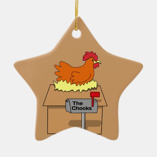Chook House Funny Chicken op House Cartoon Keramisch Ornament (Voorkant)