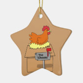 Chook House Funny Chicken op House Cartoon Keramisch Ornament (Links)