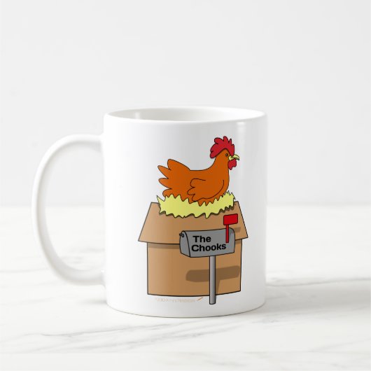 Chook House Funny Chicken op House Cartoon Koffiemok (Links)