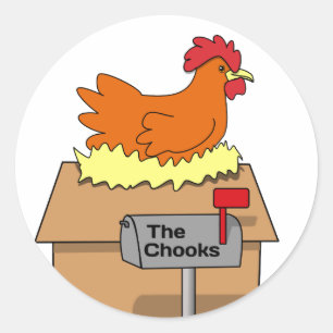 Chook House Funny Chicken op House Cartoon Ronde Sticker