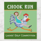 "Chook run" Dames Golf wedstrijd Wijn Etiket