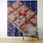 Choolaat en kersen met koninklijk blauw wandkleed (In situ)