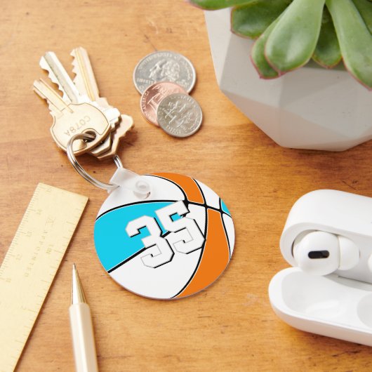 choose ANY team colors w jersey number basketball Sleutelhanger (Bureau)