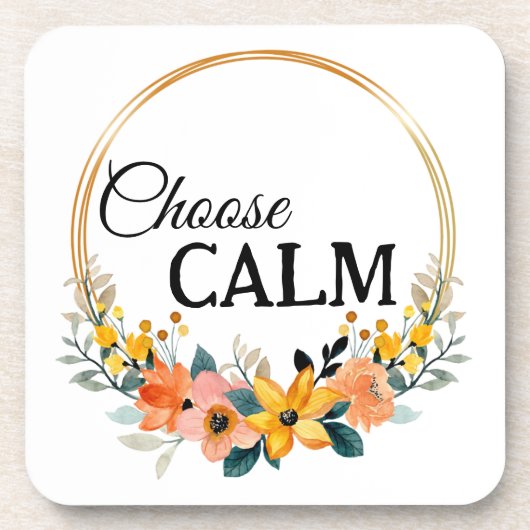 Choose Calm Mindful Home Decor with Floral Bier Onderzetter (Voorkant)