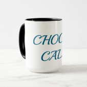 Choose Calm – Minimal Coffee Mug | Aesthetic Zen Q Mok (Voorkant links)