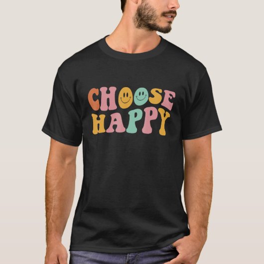 Choose Happy Cute Smile Face Pastel Positive Aesth T-shirt (Voorkant)