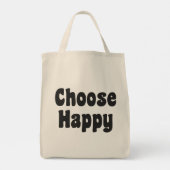 Choose Happy Inspirational Quote Retro Black Text Tote Bag (Achterkant)