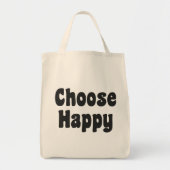 Choose Happy Inspirational Quote Retro Black Text Tote Bag (Voorkant)