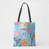 Choose Joy Colorful Flower Art Tote Bag (Voorkant)